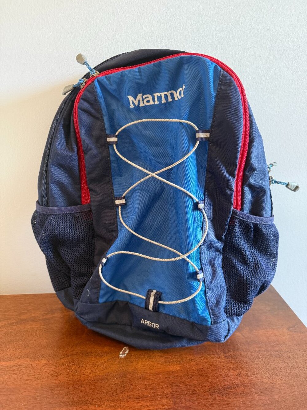 Marmot Arbor Backpack Blue Red Hiking School Laptop Travel Bookbag